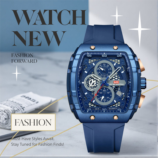 VA VA VOOM Armbanduhr, Quarz, Silikon, Blau, Herren - Bild 1