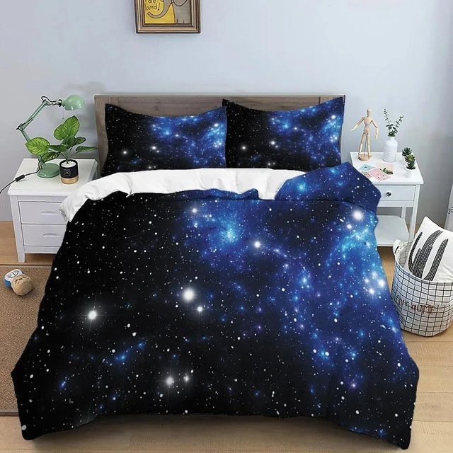 Lodestar Bettwäsche Set Mond und Sterne in Blau mit Bettbezug und Kissenbezug aus Mikrofaser B/H: 133 x 70 cm - Bild 1