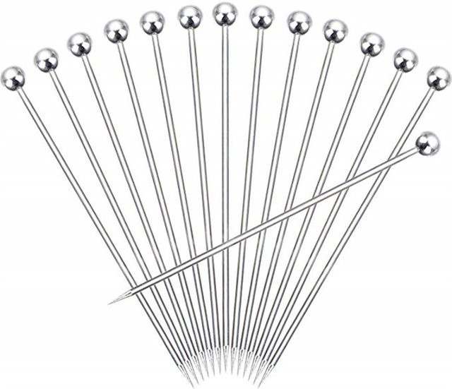 Edelstahl Cocktail Picks in Silber für Obst, Drinks und Martini als Rührstäbchen für Party und Bar - Bild 1