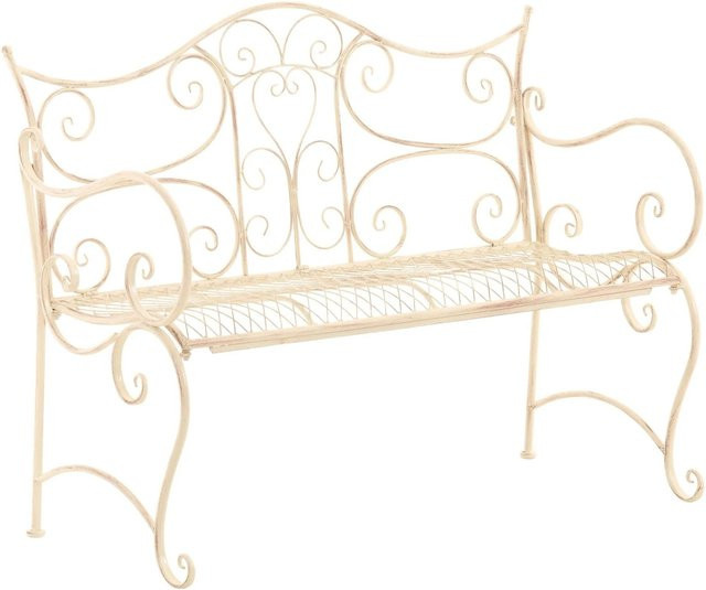 DELUKE Gartenbank TODOR aus Metall in Beige im Vintage Antik Design für Garten und Terrasse, B/T/H: 113 x 47 x 89 cm - Bild 1