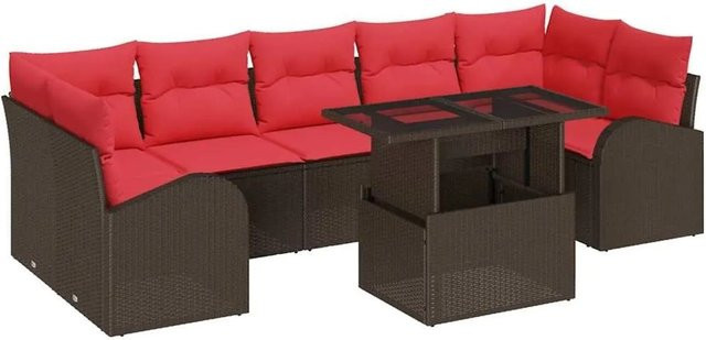 vidaXL Gartensofa-Set aus Poly-Rattan in Braun mit L-Form, Polsterung und integriertem Stauraum für Terrasse und Garten - Bild 1