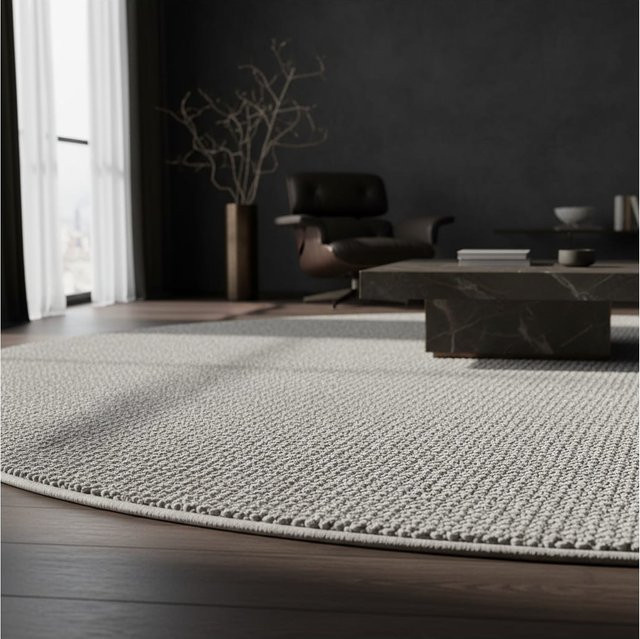 Kadima Design Flachwebteppich CIMA, rund, Silber, Durchmesser: 160 cm - Bild 1