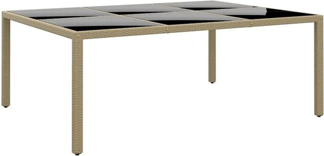 Furnicato Gartentisch aus Poly Rattan und gehärtetem Glas in Beige, B/T/H: 200 x 150 x 75 cm - Bild 1