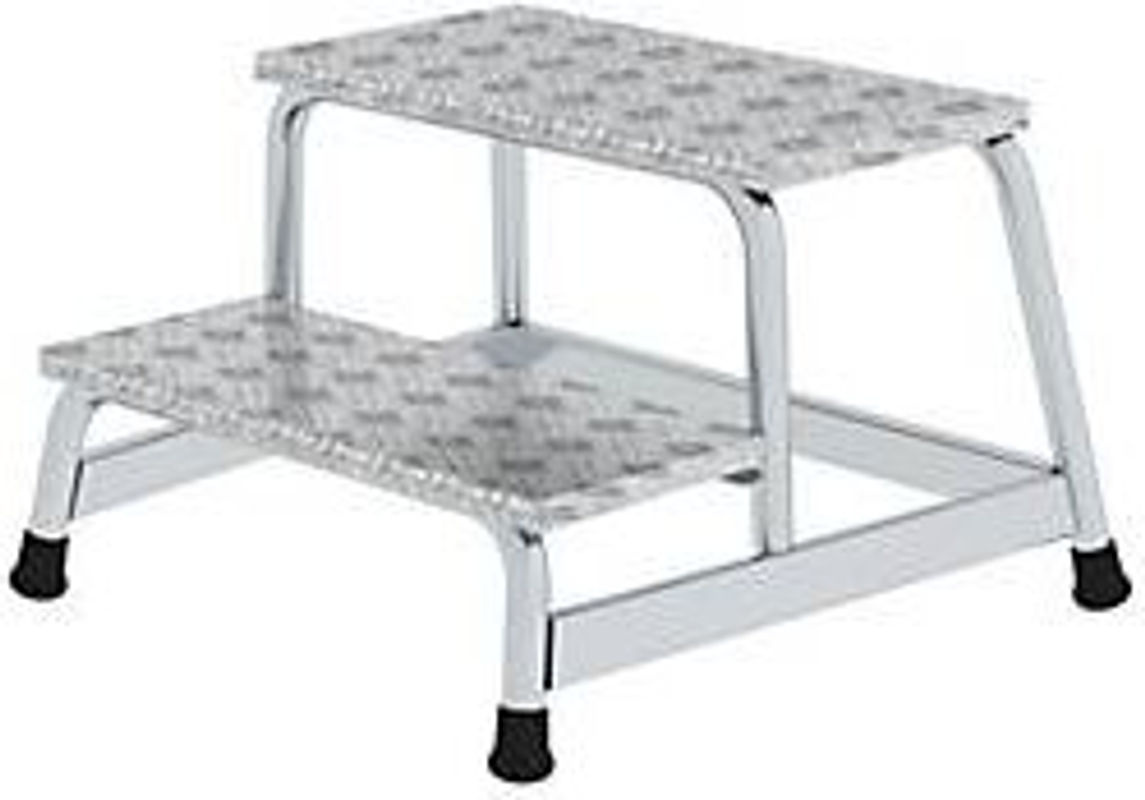 MUNK Aluminium-Arbeitspodest starr 2 Stufen, Silber, Trittfläche Breite: 55 cm, Tiefe: 30 cm - Bild 2