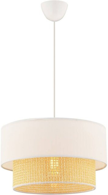 Opviq Pendelleuchte Echo Hazeran in Weiß und Beige aus Baumwolle, B/T/H: 30 x 30 x 65 cm, E27 - Bild 1