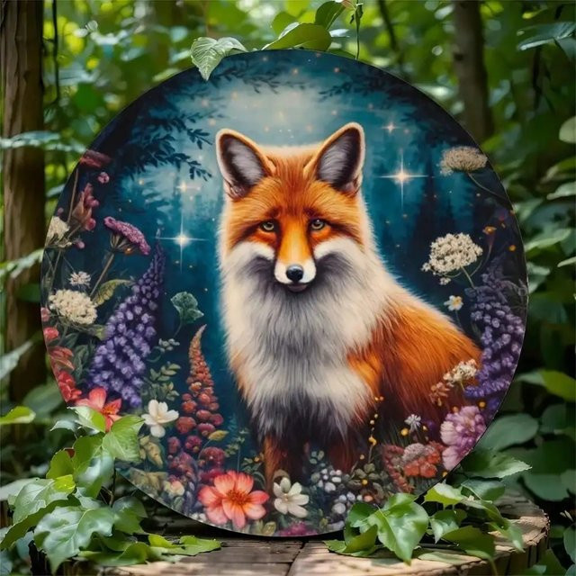 CIFBUY Retro-Fuchs Wandkunst aus Metall in Mehrfarbig, rustikales Vintage-Tierdekor für Garten und Innenbereich - Bild 1