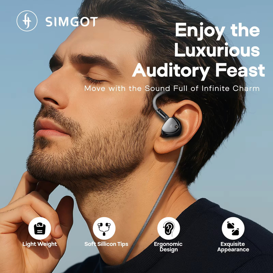SIMGOT ET142 PZT In-Ear-Kopfhörer mit Dual-Symmetrischem magnetischem Planar-Treiber und Tuning-LC7-Kabel - Bild 2