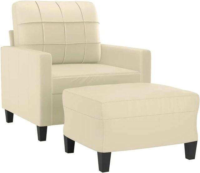 vidaXL Sessel mit Hocker in Beige aus Kunstleder für dein Wohnzimmer - Bild 1
