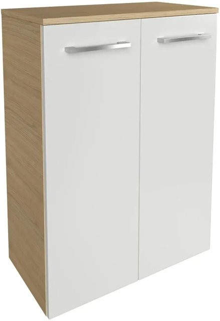 Fackelmann Doppel-Midischrank B.Style Badezimmer Sandeiche-weiß mit 2 Türen und Soft-Close-Funktion, B/T/H: 60,2 x 32,0 x 82,6 cm - Bild 1