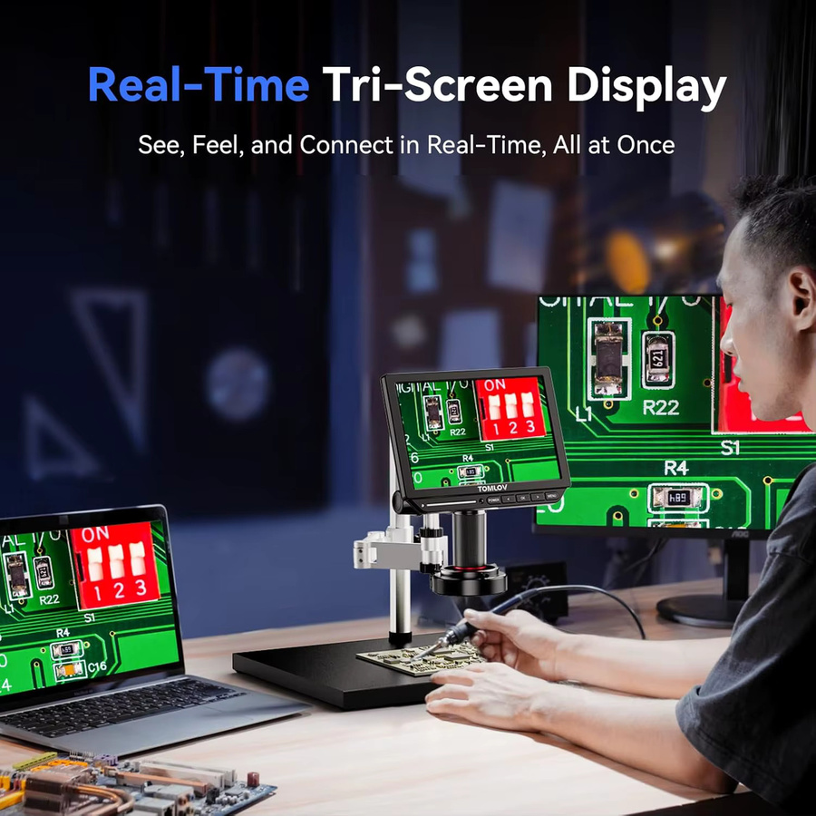TOMLOV 4K HDMI Digitalmikroskop mit 2000X Vergrößerung und 10,1 Zoll Display, 52MP USB-Mikroskop in Schwarz für Elektronik-Lötarbeiten und Münzen - Bild 5