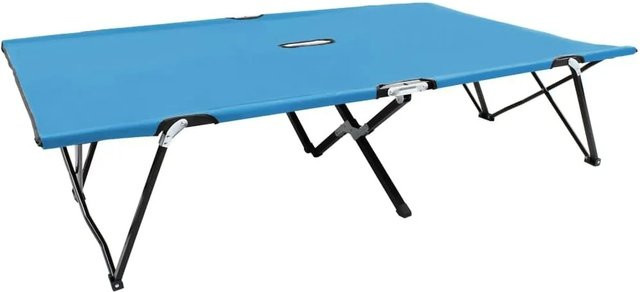 Furnicato Klappbare Doppelliege aus pulverbeschichtetem Stahl in Blau mit 600D-Polyestergewebe, B/T/H: 124 x 194 x 44 cm - Bild 1