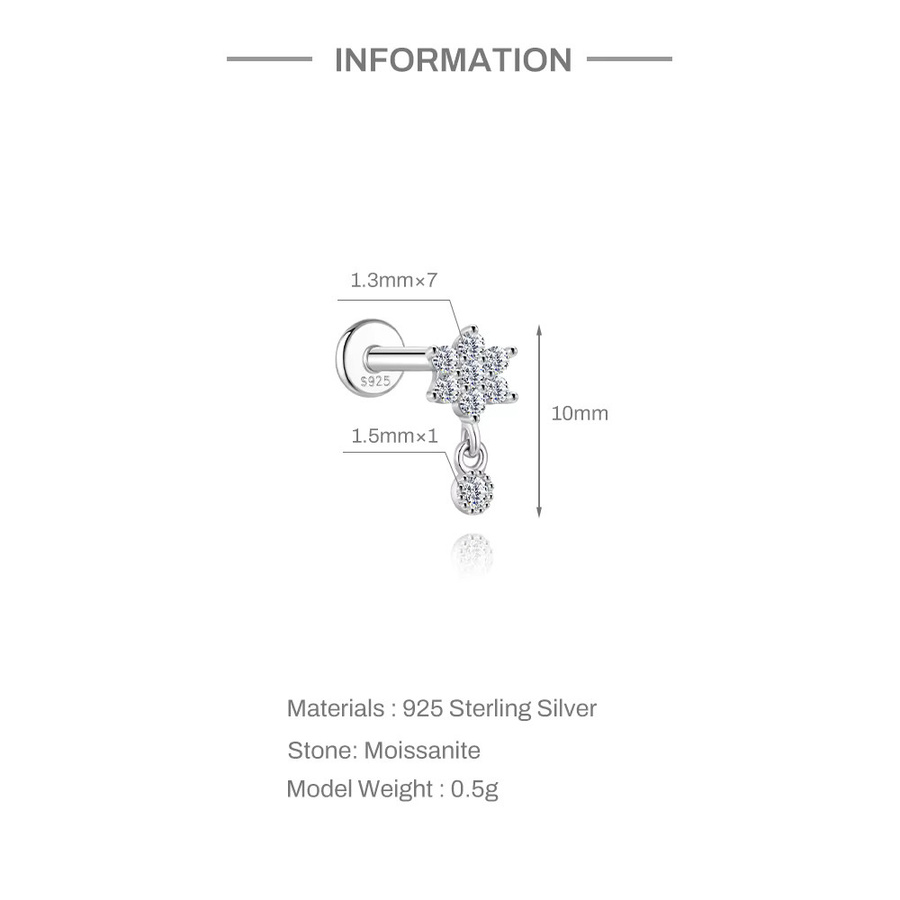 Aide Ohrstecker 925 Silber, Moissanit, Damen, 12er-Set - Bild 2