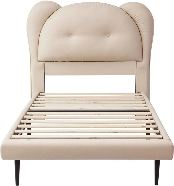 okwish Kinderbett mit Tierkopfteil in Beige, gepolstert, B/T/H: 90 x 200 x 108,5 cm - Bild 1