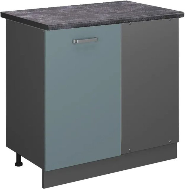 Vicco R-Line Eckunterschrank für die Küche in Blau-Grau/Anthrazit, B/T/H: 86 x 60 x 81,6 cm - Bild 1
