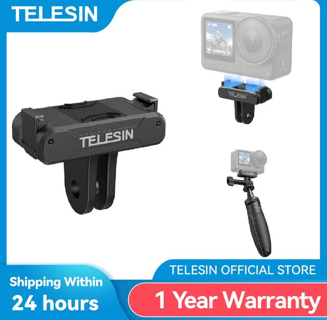 TELESIN Magnetischer Quick Release Adapter mit Dual-Klaue-Schnittstelle für DJI OSMO Action 6, Schwarz - Bild 1
