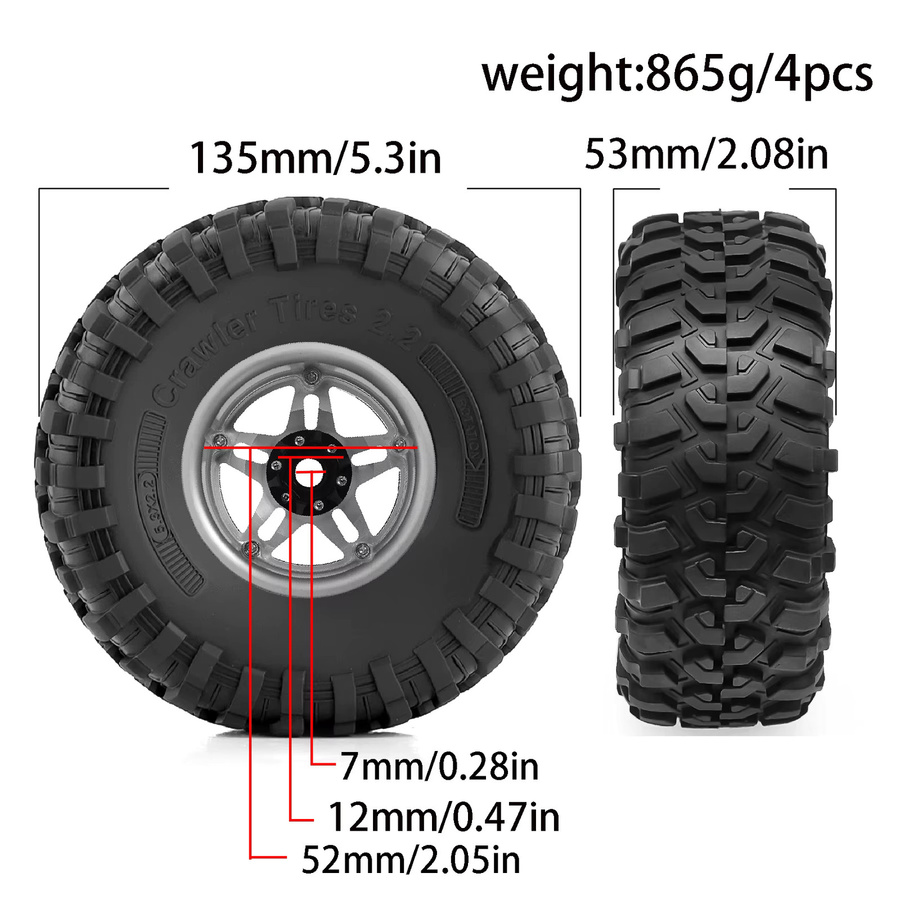 RS Red Spider, 4-teiliges Set, Metall, 1/10, Beadlock Felge Reifen Set - Bild 2