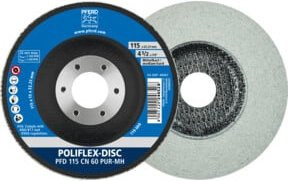 PFERD TOOLS Poliflex Disc PFD Schleifscheibe für Winkelschleifer, Durchmesser: 115 mm, Bohrung: 22,23 mm, Körnung: SIC60, Farbe: Grün/Mehrfarbig - Bild 1