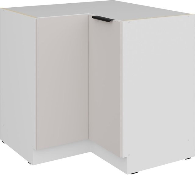 Küchen Eckunterschrank COMO in Kaschmir Beige und Weiß mit zwei Türen und Einlegeböden B/T/H: 90 x 90 x 84 cm - Bild 1