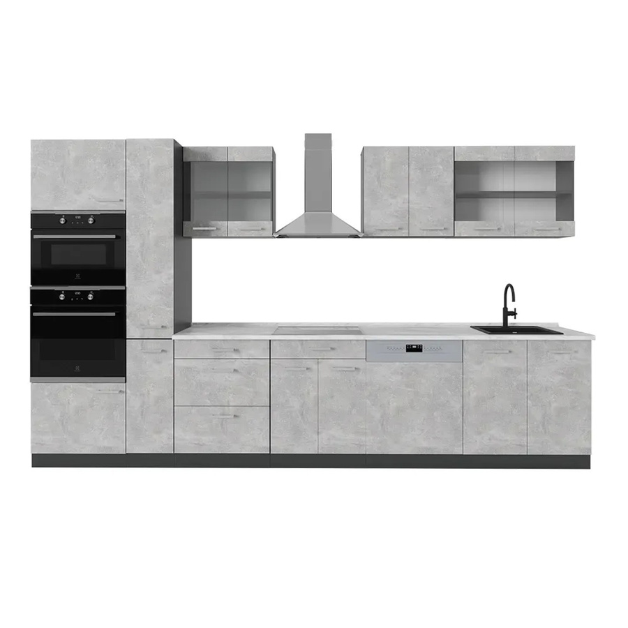 Vicco R-Line Küchenzeile Beton Anthrazit in Marmor-Optik Breite: 350 cm - Bild 2