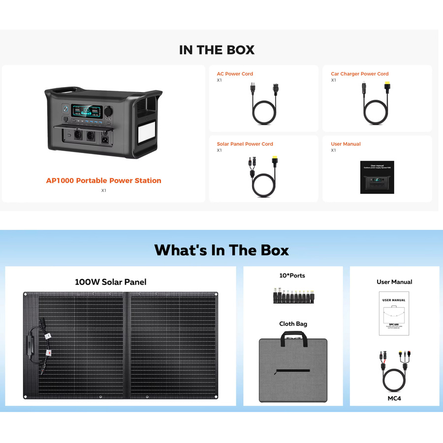 CTOLITY Tragbare Powerstation 1800W mit 100W USB Typ-C und faltbarem Solarpanel in Schwarz für Zuhause, Outdoor und Camping - Bild 2