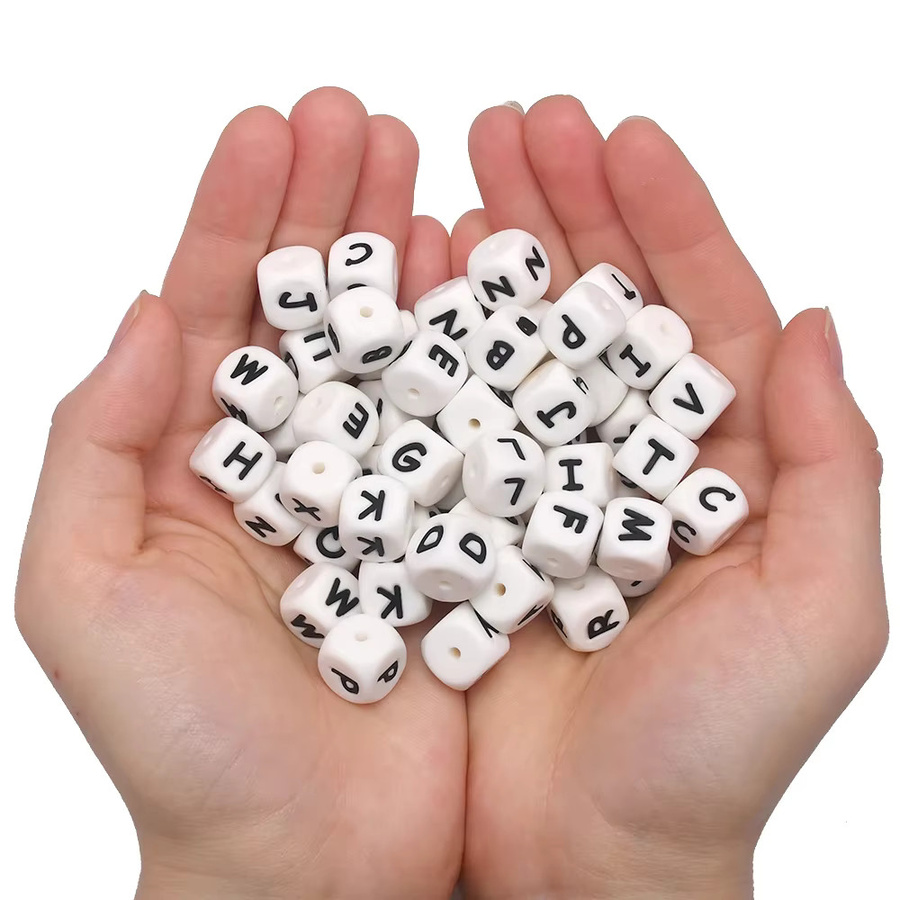 Silikon-Buchstabenperlen, 12 mm, quadratisch, Unisex - Bild 2