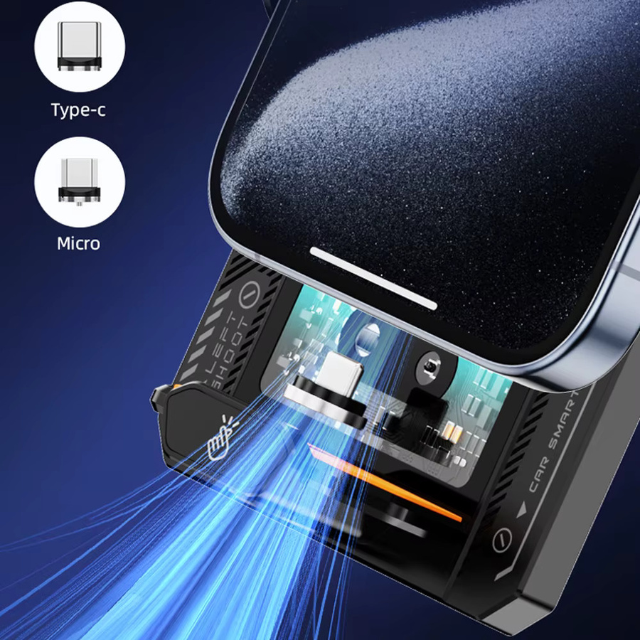 Auto Smart Sensing Automatische Spannhalterung mit 15W/66W Schnellladefunktion für Samsung, iPhone und Xiaomi in Schwarz - Bild 4
