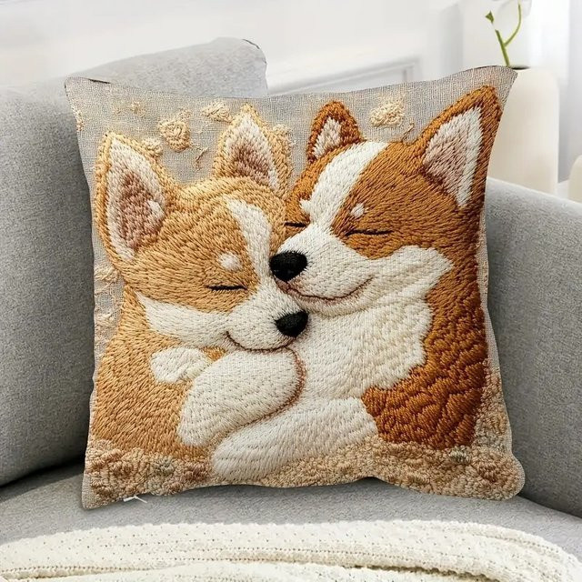 VIKAMA Hundedecke mit Tier-Motiv und besticktem Reißverschluss als Kissenbezug für Sofa, Schlafzimmer oder Auto - Bild 1