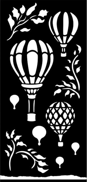 Stamperia Schablone Timeless Air Balloons aus Kunststoff in Schwarz und Weiß mit 25 cm Durchmesser - Bild 1
