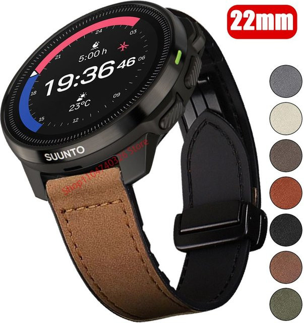 Uhrenarmband Leder, Silikon, Schwarz, Unisex, 22mm - Bild 1