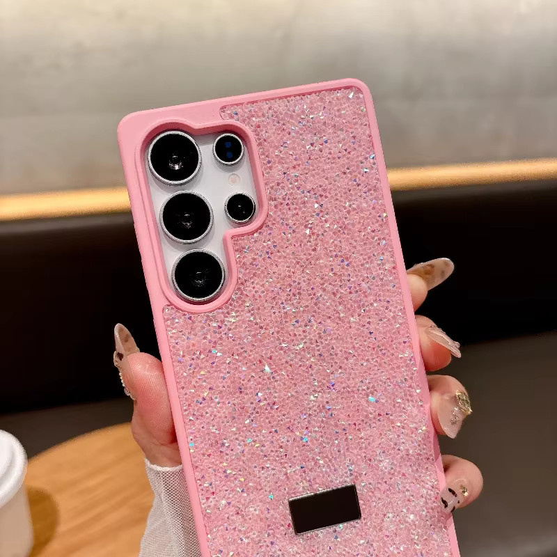 Luxus Glitzer Diamant Schutzhülle für Samsung Galaxy S26 S25 Ultra S24 S23 Plus mit Strass und stoßfestem Hartschalen-Rückenschutz in Beige oder Pink - Bild 1