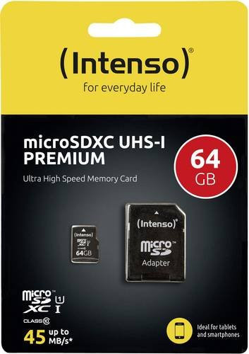 Intenso Premium microSDXC Speicherkarte 64 GB Class 10 UHS-I in Schwarz - Bild 1