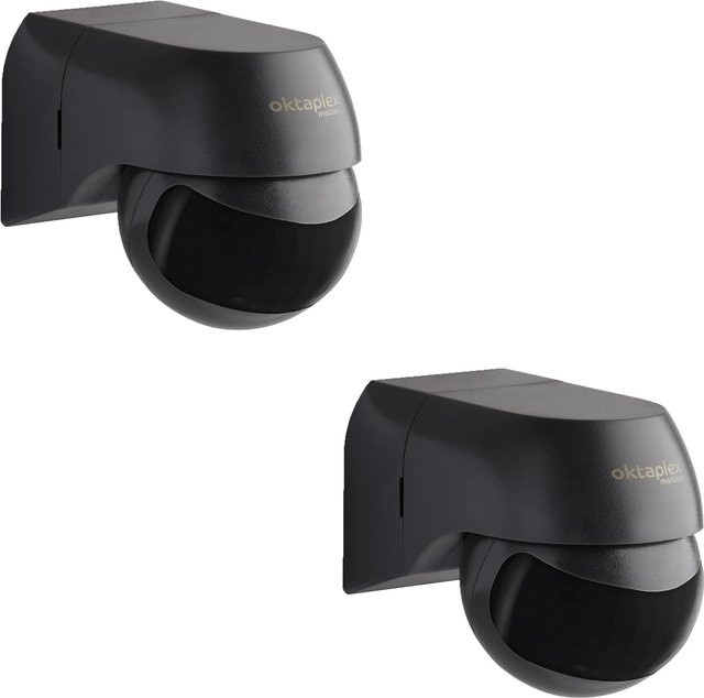 Oktaplex Lighting Infrarot Bewegungsmelder 2er Set in Schwarz, 230V, IP44, 180° Erfassungswinkel und 10m Reichweite - Bild 1