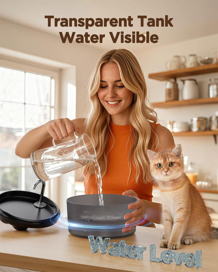 Geräuschauslösender automatischer Wasserbrunnen von ZYfeeder als Trinknapf und Wasserspender für Katzen und Hunde im Innenbereich - Bild 5