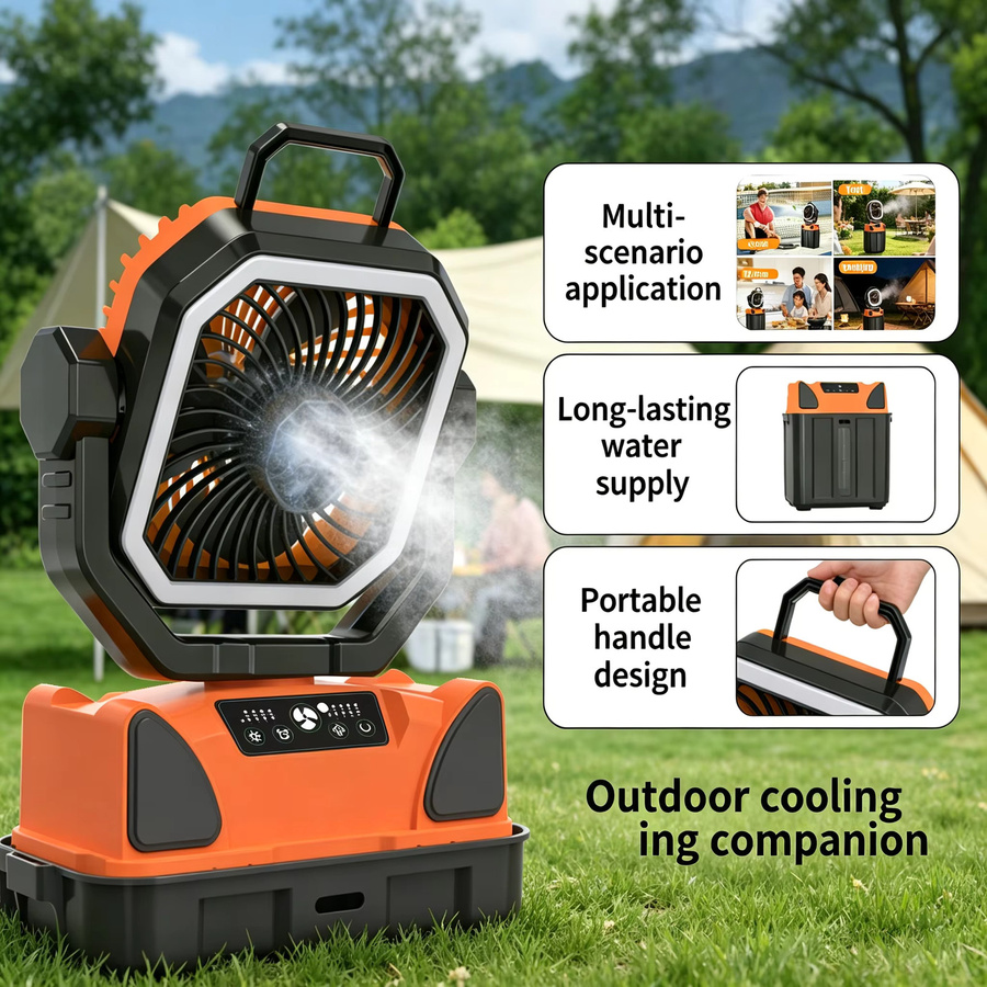 TIASTHAN Outdoor-Campingventilator mit 30000 mAh Akku, 6-Liter-Wassertank, Fernbedienung und Beleuchtung, tragbarer elektrischer Ventilator mit 4 Geschwindigkeitsstufen - Bild 4