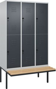 C+P Doppelstock-Spind Classic PLUS Sitzbank mit 3 Abteilen und Buche-Hartholz Sitzfläche, B/T/H: 212 x 120 x 81,5 cm - Bild 1