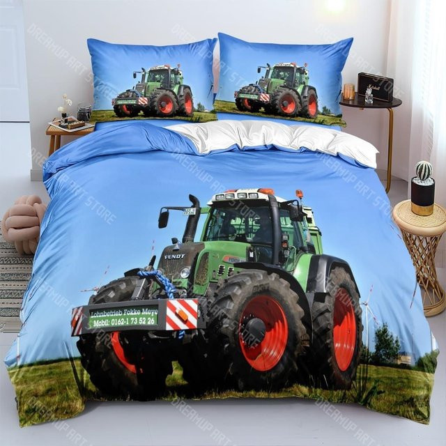 JMG Household Supplies Bettwäsche Set Traktor Design für Kinder mit Bettbezug und Kissenbezug, Blau, B/H: 260 x 220 cm - Bild 1