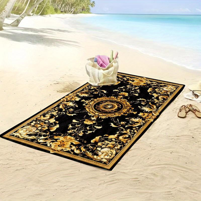 Dalangpa Strandtuch Barock-Medaillon in Schwarz und Weiß aus weicher Mikrofaser, B: 40 cm, H: 60 cm - Bild 3