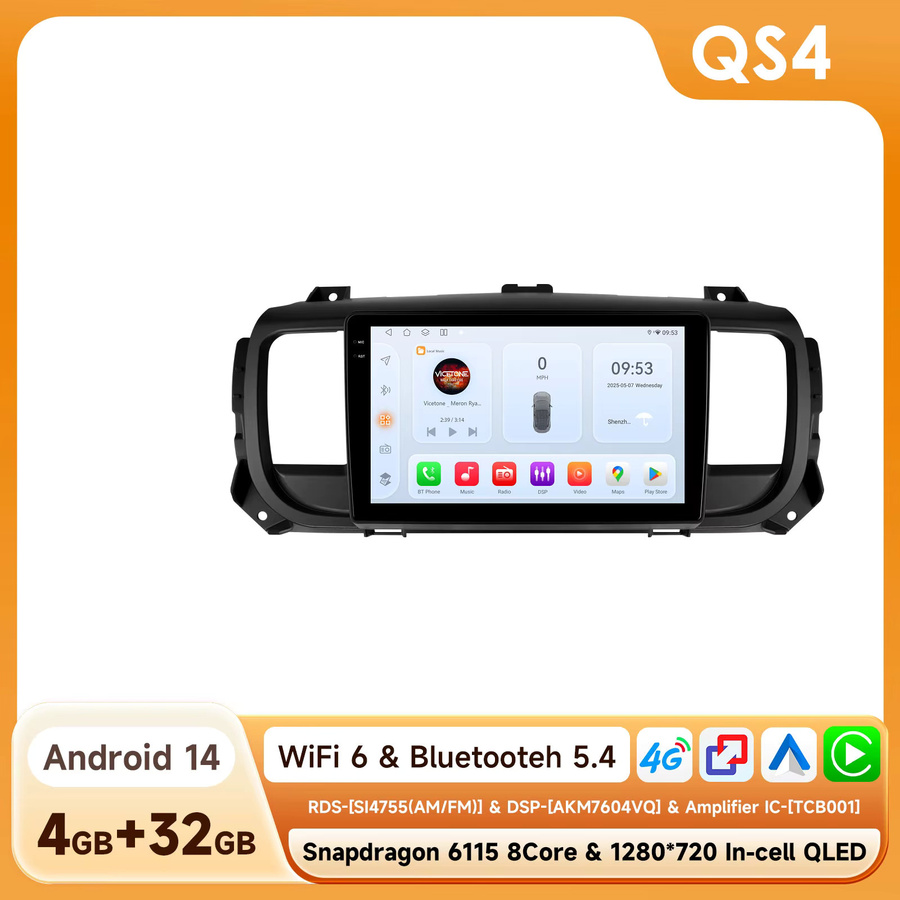 OSSURET Android 15 Auto-Multimedia-Player für Peugeot Expert 3 und Citroen Jumpy 3 SpaceTourer 2016-2021 mit Qualcomm 6115 8-Kern Prozessor, Schwarz - Bild 7