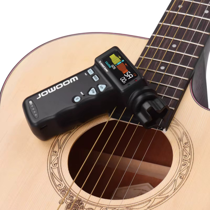 Jowoom T2 Multifunktions Smart-Gitarren-Tuner und Saitenwickler in Schwarz, wiederaufladbar mit Chromatic-Tuning für Gitarre und Ukulele - Bild 2
