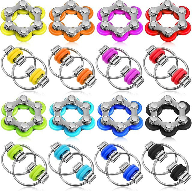 JK-ZMM Zappelspielzeug-Set, Rollenkette, Schlüssel, Flippy-Kette, 16-teiliges Set - Bild 1