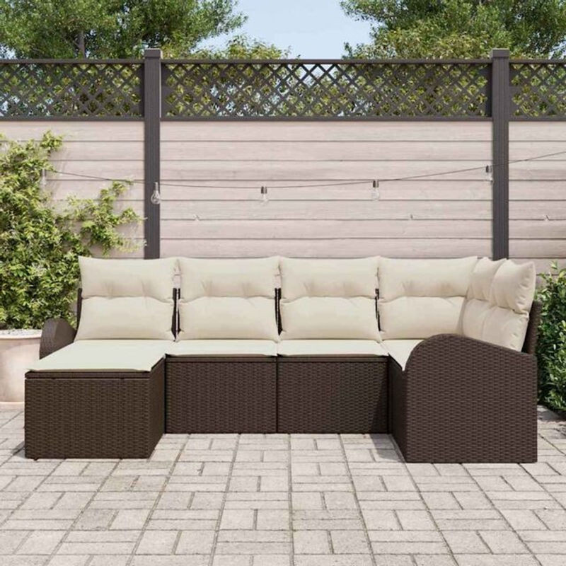 Vidaxl Garten-Sofa-Set aus Poly-Rattan mit 6 Kissen in Braun und Weiß - Bild 1