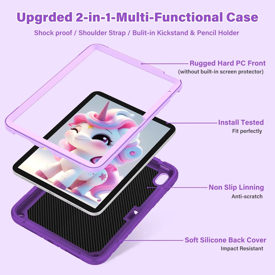 Einhorn Tablet Hülle für Apple iPad 10. Generation 10,2 Zoll und iPad 7/8/9. Generation in Pink und Purple - Bild 2
