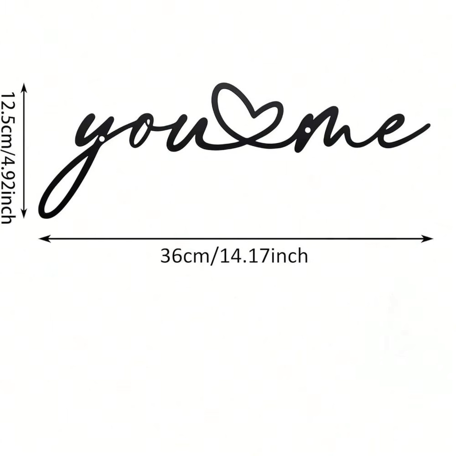 You and Me Herz-Wandschild aus Metall in Schwarz als moderne Wanddekoration - Bild 2