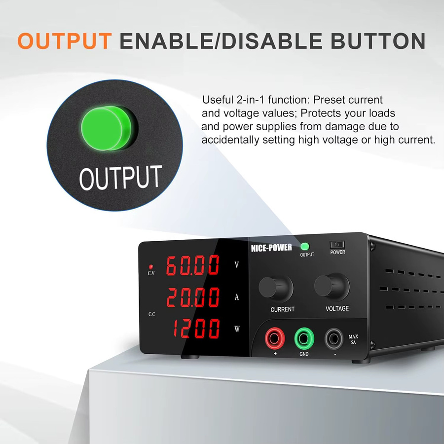 Nice-power Labornetzteil DC Einstellbar für Batterieladung und Reparatur 60V 20A 48V 900W - Bild 3