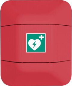Eichner Defibrillatorschrank in Rot und Weiß aus Kunststoff, H: 52,7 cm, B: 43,4 cm, T: 22,5 cm - Bild 1