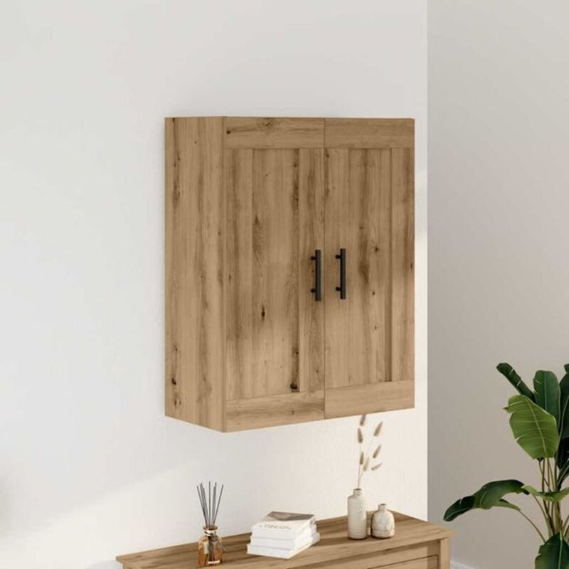 Wandschrank Vidaxl aus Holzwerkstoff und Metall in Eiche Natur Braun, B/T/H: 69,5 x 34 x 90 cm - Bild 1