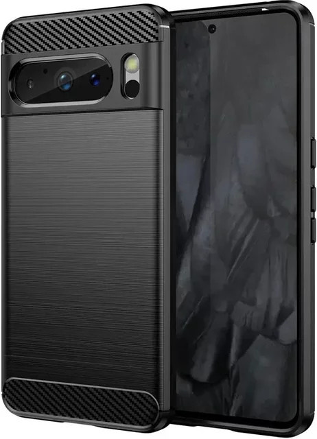 Stoßfestes Soft Phone Case mit Kohlefaser-TPU-Rückseite für Google Pixel 8a, 8 Pro, 7a, 7 Pro und 6a in Schwarz - Bild 1