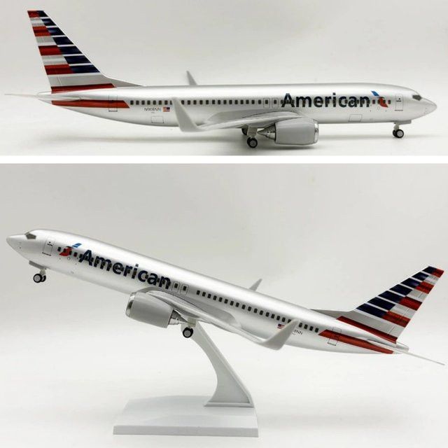 ZOCO American B737 Flugzeugmodell aus Harz in Silber, Maßstab 1/200, Länge: 30 cm - Bild 1
