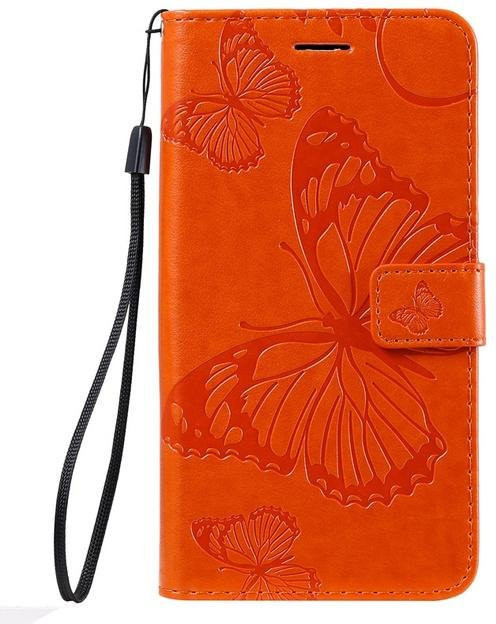 Samsung Flip Brieftasche mit Schmetterlings-Design aus Leder für Galaxy A-Serie in Orange - Bild 1