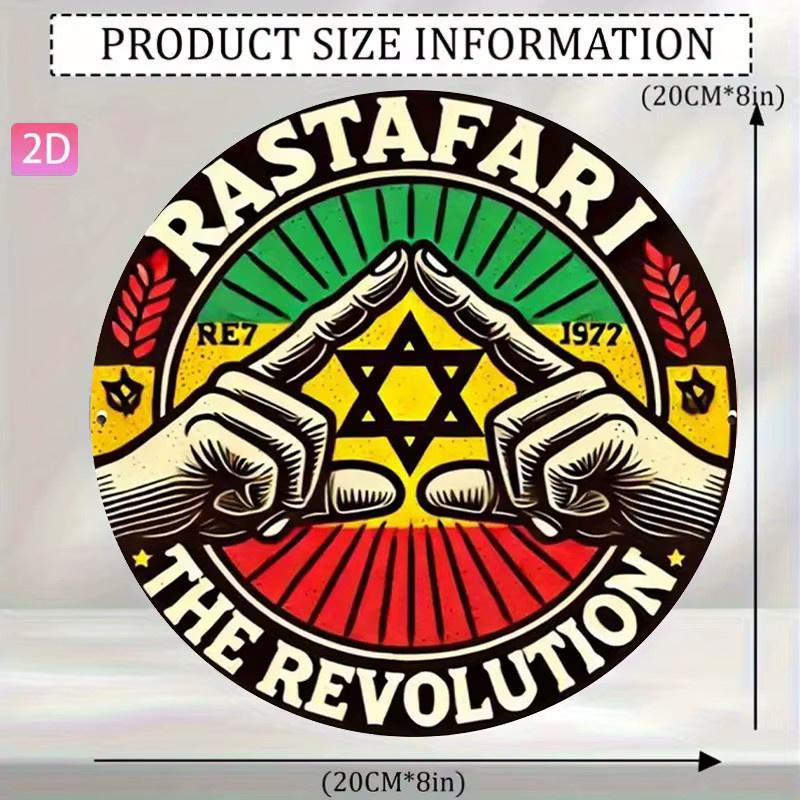 Potdemiel Rastafari Movement Retro-Wanddekoration aus Aluminium, rund, mehrfarbig, Durchmesser: 20 cm - Bild 3